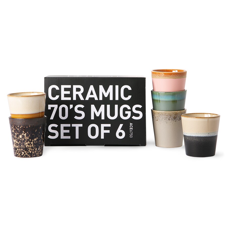 70s ceramics set of 6 - Kaffemuggar