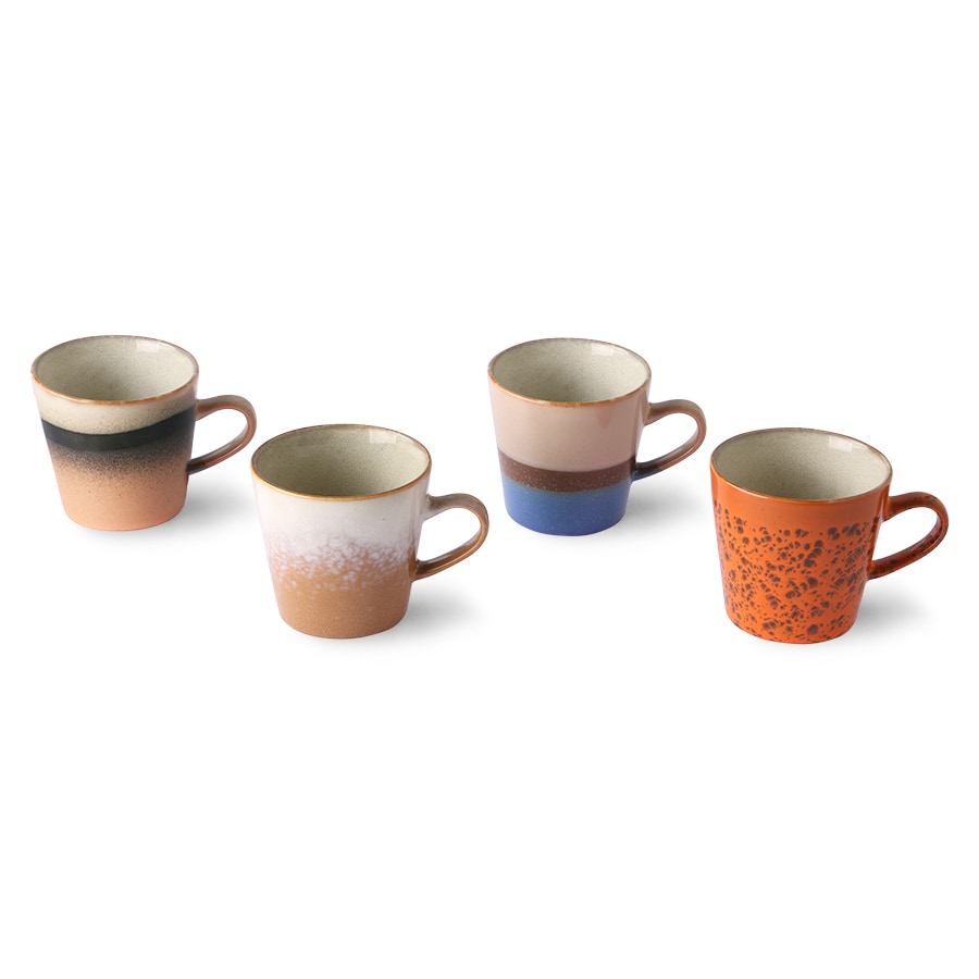 Americano mug 70s ceramics - muggar set av 4
