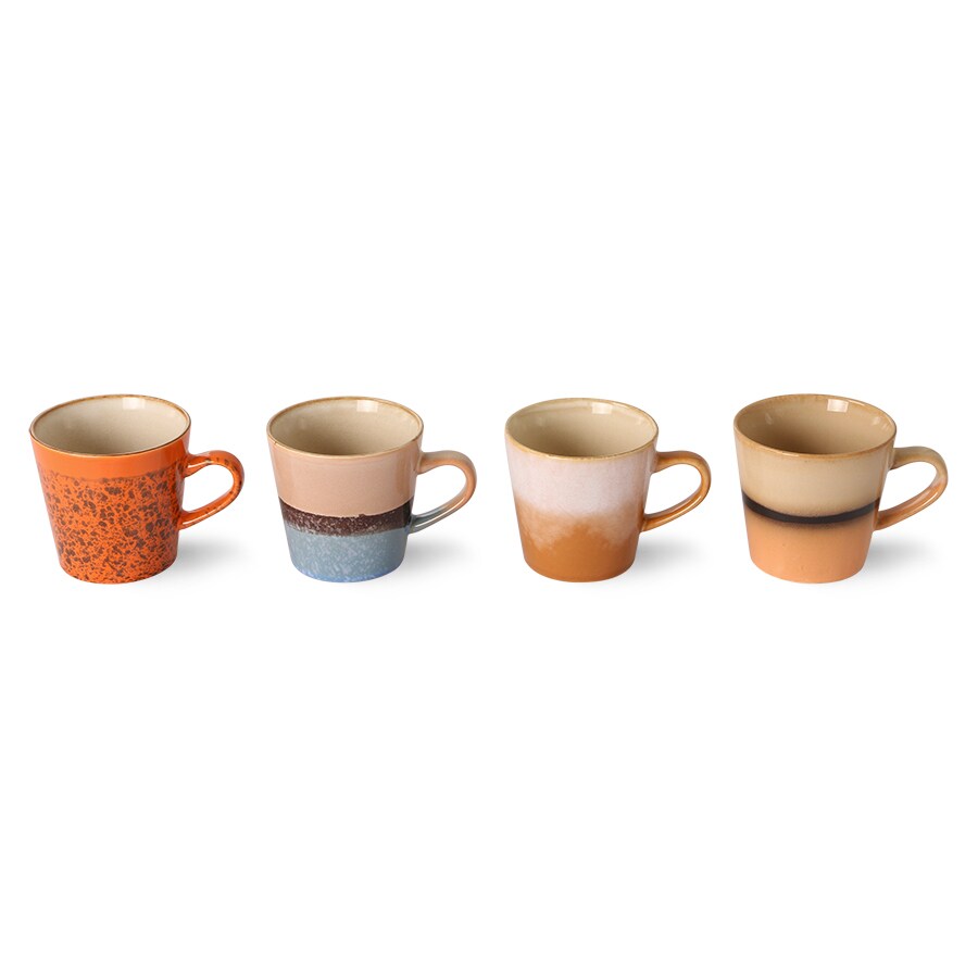 Americano mug 70s ceramics - muggar set av 4
